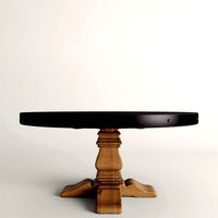 SALVAGED WOOD & CONCRETE TRESTLE ROUND DINING TABLE
