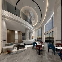 Hotel Lobby With Reception Front Desk
