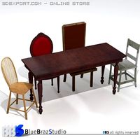 Table and chairs 3D Model