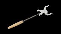 Long Extendable Barbeque Fork oak wood dark