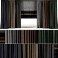 A series of curtains in six colors with a roman curtain