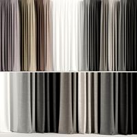 A set of curtains in different colors with tulle