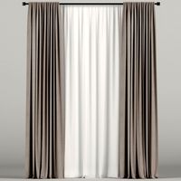 Brown narrow curtains with white tulle.