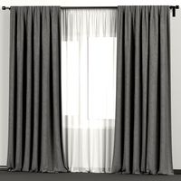 Gray curtains with white tulle