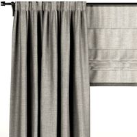 Gray curtains in two shades with a roman curtain