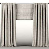 Gray curtains with roman blinds