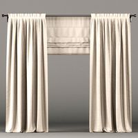 Beige curtains and roman blinds