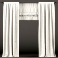 White curtains with roman blinds