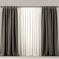 Gray curtains with white tulle