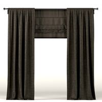 Gray curtains with roman blinds