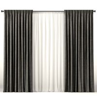 Gray curtains with gray tulle