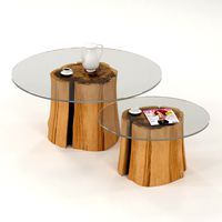 Two glass tables from the stump