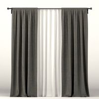 Gray curtains with white tulle.