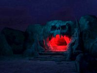 Skeleton Cave scene entrance to the cave rocks