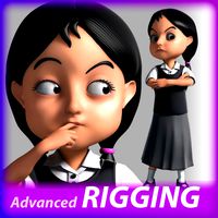 Cartoon school Girl rigged