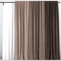 Brown curtains in three colors with tulle.