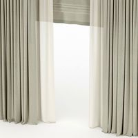 Beige curtains with tulle and roman