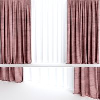 Burgundy velvet curtains with tulle