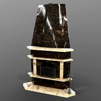 Fireplace of dark granite
