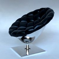 Pod chair quilted leather upholstery