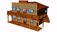 house 050 low poly western style house or commercial building
