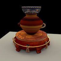 chinese display stand with pot