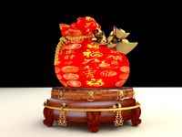 Chinese moneybag with display stand