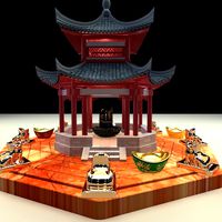 Chinese pavilion and yuanbao