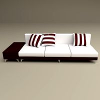 Red Wood Couch 3D Model