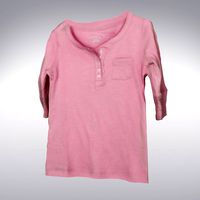 Women's 3/4 Sleeve Top Pink Cotton With Breast Pocket - 3D Scanned