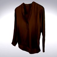Women's Long Sleeve Top Brown Silk - 3D Scanned
