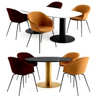 Bat Dining Chair + Marble tables by GUBI