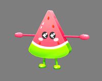 Cartoon watermelon monster - fruit mascot with expression
