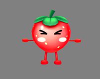 Cartoon strawberry monster - fruit mascot with expression