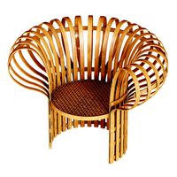 Armchair made of bent and woven bamboo, rattan