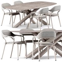 NOSS Armchair and SYSTEM STAR table