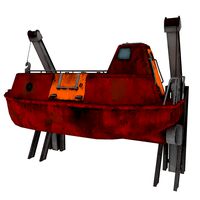 Red Lifeboat on Crane 01