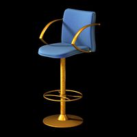 Brass and Blue Cloth Bar Stool