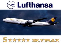 Boeing 747-8 of Lufthansa airlines with "5 Star Hansa" titles. 3D model