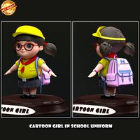 cartoon school girl