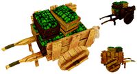 Low Poly Wooden Cart of Green Peppers