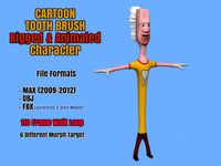 Cartoon ToothBrush Character LowPoly Rigged Animated with Morph Targets