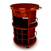 Round Butcher Block Wine Cart
