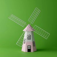 Cartoon Pink Windmill