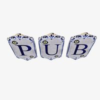 old stone pub sign model