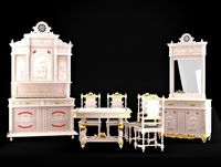 Set of an antiquarian classical Breton dining room furniture.
