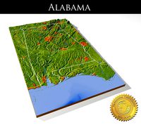 Alabama, High resolution 3D relief maps