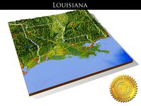 Louisiana, High resolution 3D relief maps