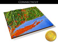 Connecticut, High resolution 3D relief maps
