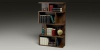High poly photo realistic book-shelf with books and props